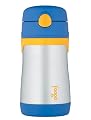 Thermos Foogo Phases Leak Proof Stainless Steel Straw Bottle, 10 Ounce, Blue/Yellow