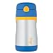 Thermos Foogo Phases Leak Proof Stainless Steel Straw Bottle, Blue/Yellow, 10 Ounce