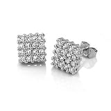 Iced Out Silver Cubic Zirconia CZ Hand Set 10MM Stud Earrings