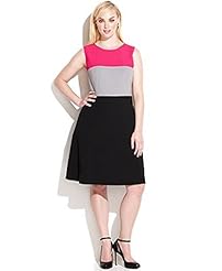 Plus Size Colorblocking Winter Sleeveless  Dress
