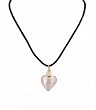 Necklace - N152 - Murano Style Glass - Heart Shape (Sm) ~ Pink on Brown Flock Cord