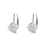 Sterling Silver 6.5mm White CZ Basket Set Leverback Earring