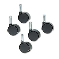 Duet Caster, 2 Diameter Dual Wheels, K Stem, Hard Tread, Matte Black, 5/Set MAS64426