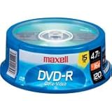 Maxell DVD-R 15PK SPN 16X Write-once DVD-R Spindle, 15 Pack