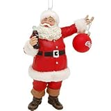 Fabric Mache Miniature Santa with Ball Ornament