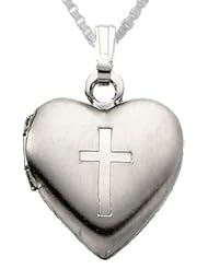 0.925 Sterling Silver Heart & Cross Locket Pendant with optional Necklace