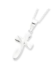 Sterling Silver Twist Design Classic Cross Pendant Necklace
