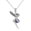 Sterling Silver Fairy Holding Amethyst Ball Necklace