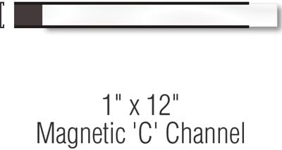 Magnetic "C" Channel Label Holders, 1"x12",, Label Holder,Magnetic"C"Channel , 25 Holders / Pack
