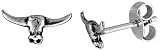 Small Sterling Silver Texas Longhorn Cow's Head Stud Earrings