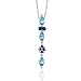 14k White Gold Blue Topaz and Sapphire Drop Pendant