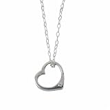 Sterling Silver Floating Heart Pendant With CZ on 18 Chain By The Olivia Collection