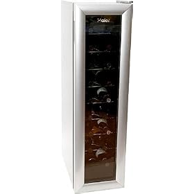 Haier 18-Bottle Capacity Thermal Electric Wine Tower Storage Silver Cabinet and Door