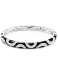 Black Enamel CZ Swirl Bangle Bracelet