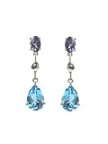 14k White Gold Blue Topaz and Iolite Earrings
