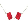 Anna Perrone Double Red Glass Bead .925 Sterling Silver Necklace