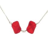 Anna Perrone Double Red Glass Bead .925 Sterling Silver Necklace