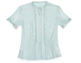 Azul Scalloped Silk Lady Shirt, Mineral