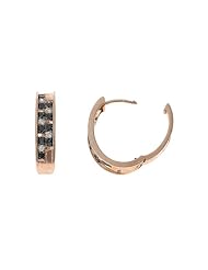 0.50CTW 14K Rose Gold Genuine Black + White Diamond Hoop Earrings