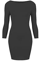 LUSH CLOTHING-C35-LADIES LONG SLEEVE STRETCH BODYCON PLAIN SHORT MINI DRESS TOP-UK SIZE 8-22