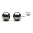 HinsonGayle Handpicked AAA 11.0-12.0mm Peacock Black Tahitian Cultured Pearl Stud Earrings (14K White Gold)