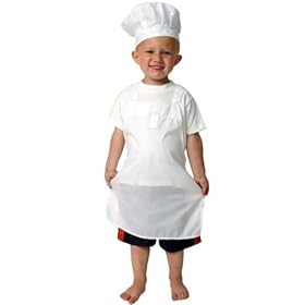  Toddler White Lil inch Chef Baker Role Play Costume Apron & Hat Set