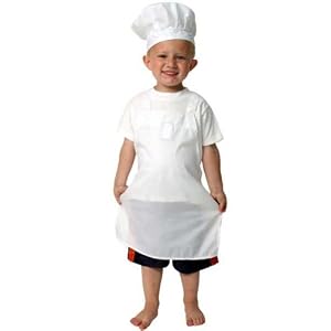 Kids Chef Set Apron and Hat Cooking Baker Gourmet Play Dozen White by 