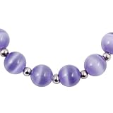 EXP Handmade Lavender Cat's Eye & Silver Necklace