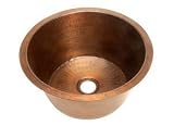 World Imports Belle Foret C3BARWC Large Round Copper Bar Sink With Flat Bottom, Weathered Copper