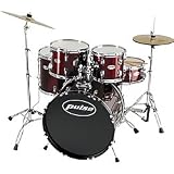 Pulse 5-Piece 22/10/12/14 Drum Set with Hardware, Wine Red