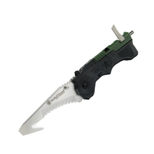 Smith & Wesson SW911N First Respon Knife with Magic Assisted Opening Serrated Blade, Stainless Steel Smith & Wesson SW911N First Respon Knife with Magic Assisted Opening Serrated Blade, Stainless Steel Hunting Knives