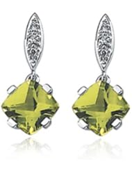 14 Karat White Gold Peridot And Diamond Earrings
