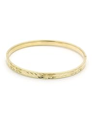 14K Yellow Gold 5mm Diamond Cut 2.5 Diameter Adjustable Bangle Bracelets