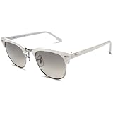 Ray-Ban RB3016 Classic Clubmaster Sunglasses,White On Black Frame/Grey Gradient Lens,49 mm