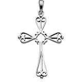 14K White Gold Cross Pendant - 33.0x25.0mm