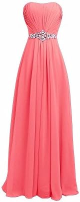 Sweet Kisses Women's Long Chiffon Crystal Bridesmaid Dress Prom Evening Gowns Pink Size-22W