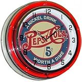 Pepsi Cola 5 Cents, Neon Clock, Bright Double 18 inch Neon
