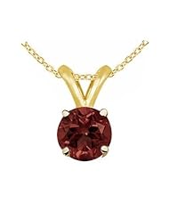 0.30Ct Round Garnet Pendant in 14k Yellow Gold