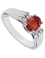 Ruby and Diamond Ring 14K White Gold - 1.25 CT TGW