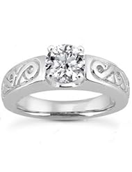 Ann Harrington Jewelry Platinum Scroll Design Solitaire Ring Mounting