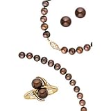 14kt. Yellow Gold, Cultured Freshwater Chocolate Brown Pearl Box Set