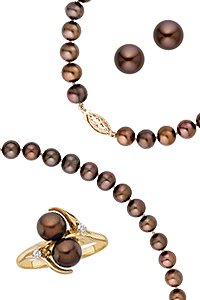14kt. Yellow Gold, Cultured Freshwater Chocolate Brown Pearl Box Set
