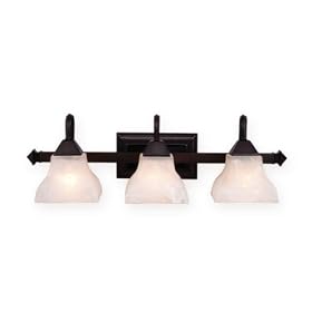 Cardiff - 3 Light Mission Bathroom Vanity Lighting Fixture - Oil Burnished Bronze - Glass... by Vaxcel Lighting