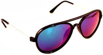 EEVision Kids Classic Mirrored Aviator Boys Girls UV400 Sunglasses Age 3-9 (Black, Mirrored Blue)