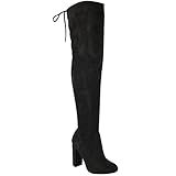 Fashion Thirsty Womens Thigh High Boots Over The Knee Party Stretch Block Mid Heel Size