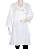 Sexy Stunning Women Party Wear Rajrang Body Half Sleeves Collar Deep Straight Boho Bollywood Side Pins Tucks White Color Cotton Yoga Kurti Tunic Top Blouse
