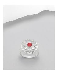 Red Resin Reconstructed stones Ring In 92.5 Sterling Silver
