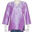 Long Sleeve Purple Shirt Womens Silk Top Blouse Embroidery Size M