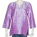 Long Sleeve Purple Shirt Womens Silk Top Blouse Embroidery Size M