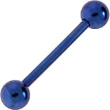 Solid TITANIUM Dark Blue Barbell Tongue Ring